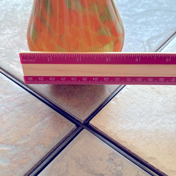 PIER 1 IMPORTS. Green/Orange Glass Pear - Picture 4 of 4